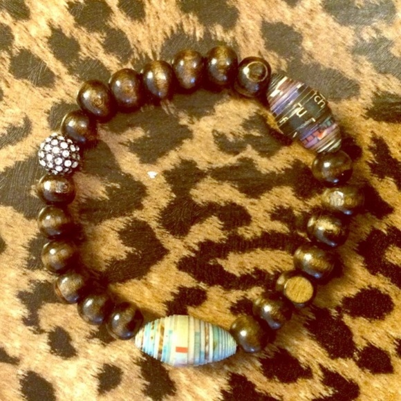 Anthro wooden beaded bracelet boho chic hippy witch - Picture 2 of 6